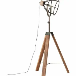 Lampadaire Brilliant Matrix Anthracite, Bois foncé, 1 lumière