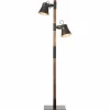 Lampadaire Brilliant Plow Bois foncé, Noir, 2 lumières