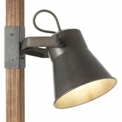 Lampadaire Brilliant Plow Bois foncé, Noir, 2 lumières