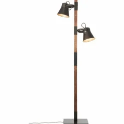 Lampadaire Brilliant Plow Bois foncé, Noir, 2 lumières