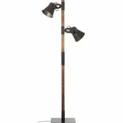 Lampadaire Brilliant Plow Bois foncé, Noir, 2 lumières