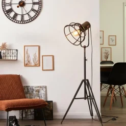 Lampadaire Brilliant Reece Cuivre, Noir, 1 lumière