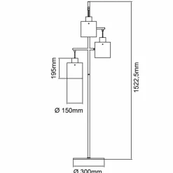 Lampadaire Brilliant Simonis Noir, 3 lumières