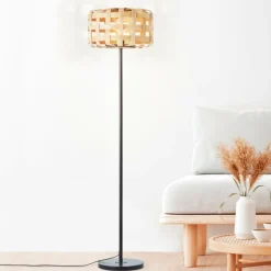 Lampadaire Brilliant Woodline Noir, 1 lumière