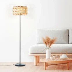 Lampadaire Brilliant Woodline Noir, 1 lumière