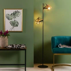 Lampadaire Brilliant-Leuchten Calley Noir, 2 lumières