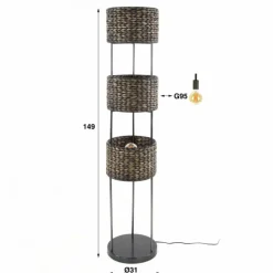 Lampadaire Burgase Anthracite, 3 lumières
