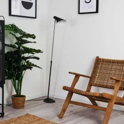 Lampadaire Corralcay Chrome, Noir, 1 lumière