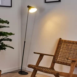 Lampadaire Corralcay Chrome, Noir, 1 lumière