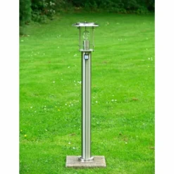 Lampadaire d'extérieur Brilliant York Acier inoxydable, 1 lumière, Détecteur de mouvement