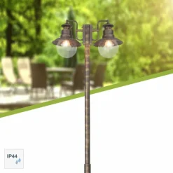 Lampadaire d'extérieur Brilliant Artu Noir, 2 lumières