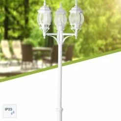 Lampadaire d'extérieur Brilliant Istria Blanc, 3 lumières