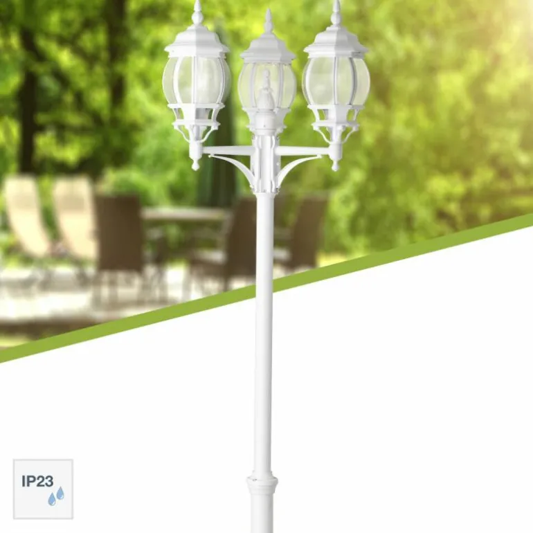 Lampadaire d'extérieur Brilliant Istria Blanc, 3 lumières
