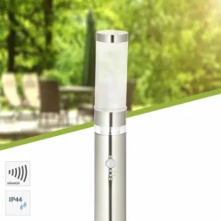 Lampadaire d'extérieur Brilliant Bole Acier inoxydable, 1 lumière, Détecteur de mouvement