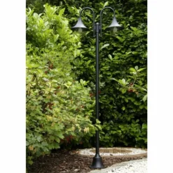 Lampadaire d'extérieur Brilliant Berna Noir, 2 lumières