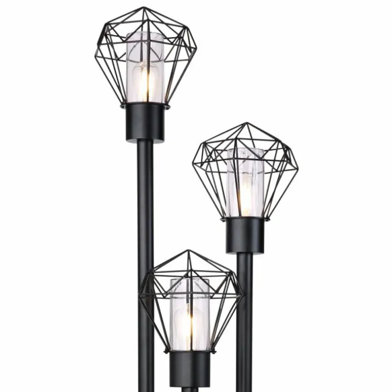 Lampadaire d'extérieur Globo HORACE Noir, 3 lumières