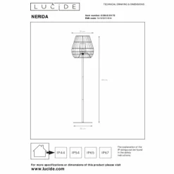 lampadaire extérieur Lucide NERIDA Noir, 1 lumière