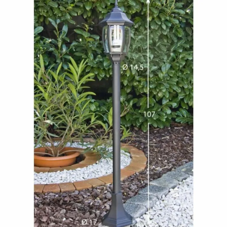 Lampadaire extérieur Lucide TIRENO Noir, Transparent, 1 lumière