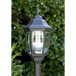 Lampadaire extérieur Lucide TIRENO Noir, Transparent, 1 lumière