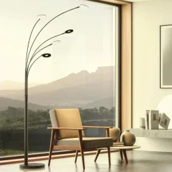 Lampadaire Fischer & Honsel Dent LED Noir, 5 lumières