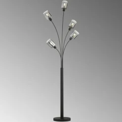 Lampadaire Fischer & Honsel Iska Noir, 5 lumières