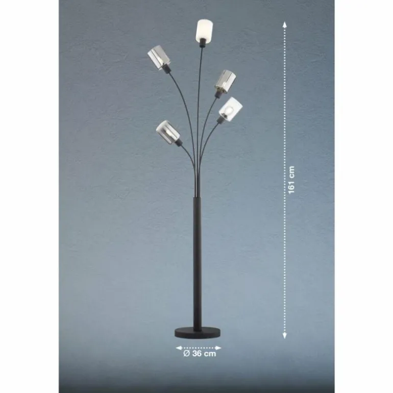 Lampadaire Fischer & Honsel Iska Noir, 5 lumières