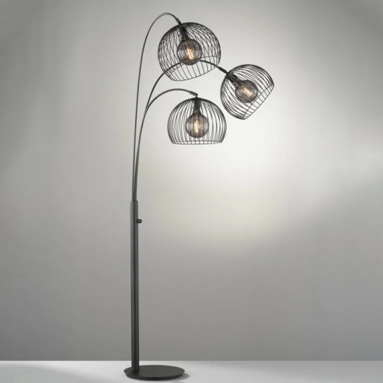 Lampadaire Fischer & Honsel Wire Noir, 3 lumières