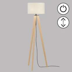 Lampadaire Fischer & Honsel SHINE-WOOD Écru, Noir, 3 lumières