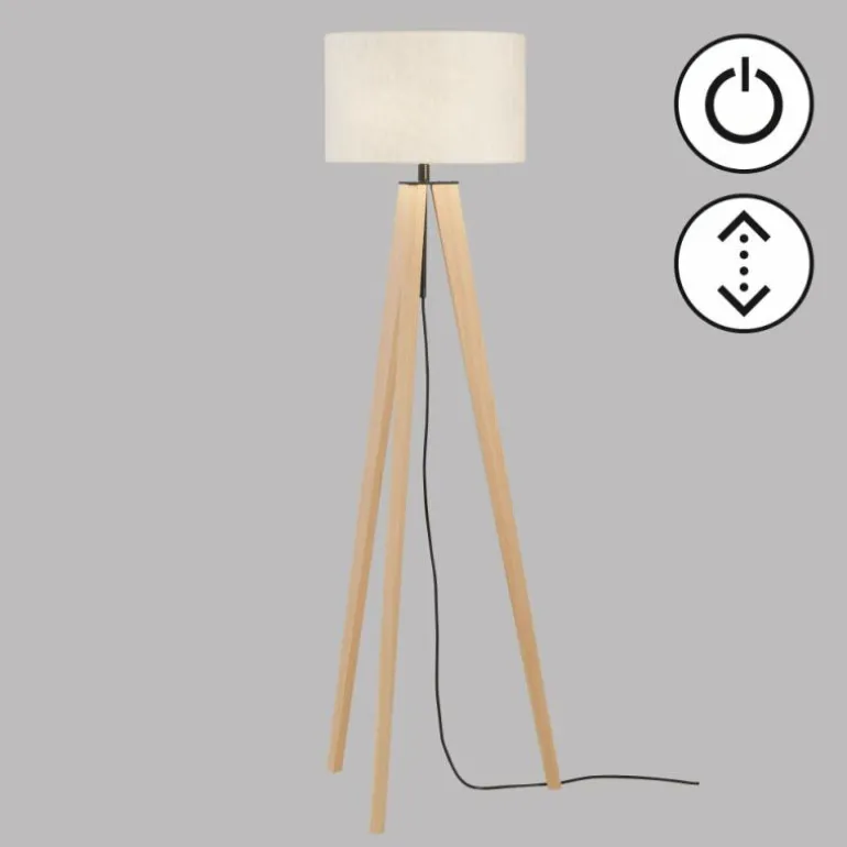 Lampadaire Fischer & Honsel SHINE-WOOD Écru, Noir, 3 lumières