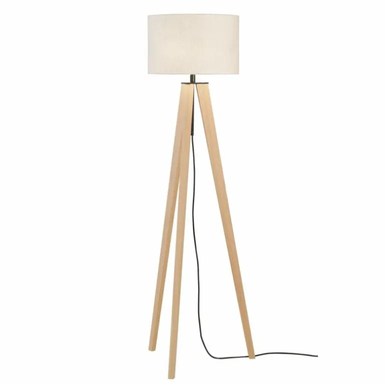 Lampadaire Fischer & Honsel SHINE-WOOD Écru, Noir, 3 lumières
