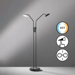 Lampadaire Fischer & Honsel Tallri LED Noir, 2 lumières