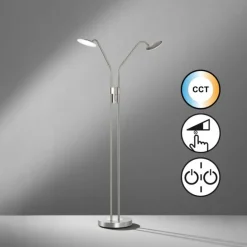 Lampadaire Fischer & Honsel Tallri LED Nickel mat, 2 lumières
