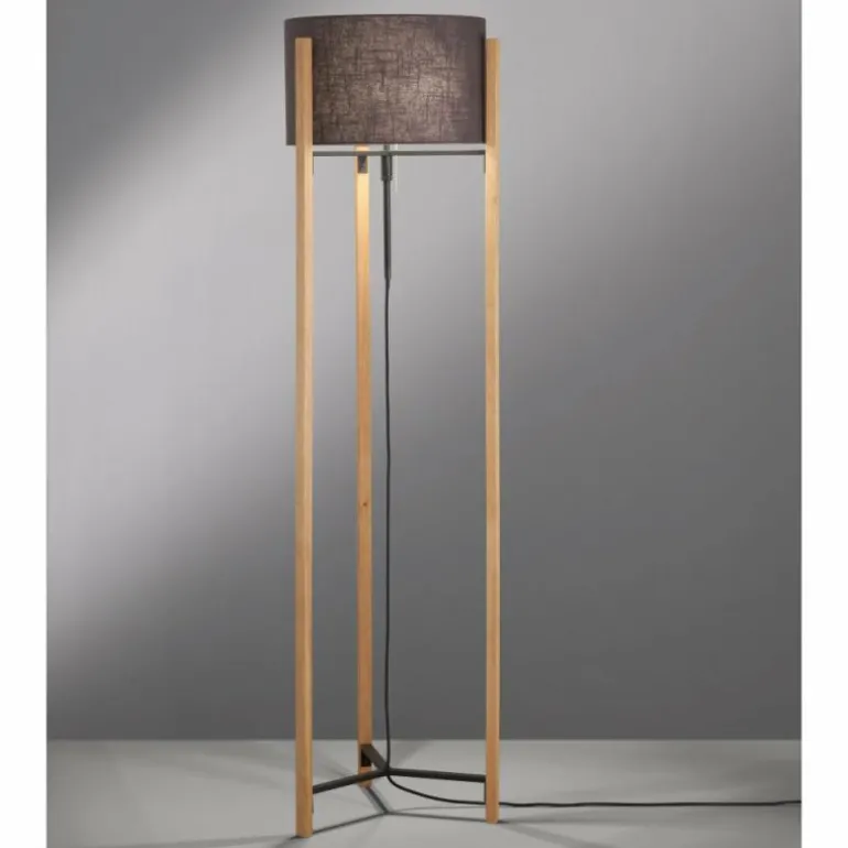 Lampadaire Fischer & Honsel SHINE-WOOD Écru, Noir, 3 lumières