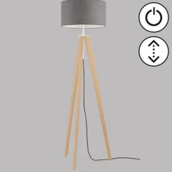 Lampadaire Fischer & Honsel SHINE-WOOD Brun, Nickel mat, 3 lumières