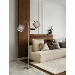 Lampadaire Fischer-Honsel Cozy Nickel mat, 2 lumières