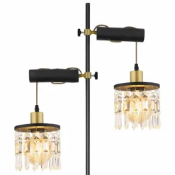 Lampadaire Globo COMMA Laiton, Noir, 2 lumières