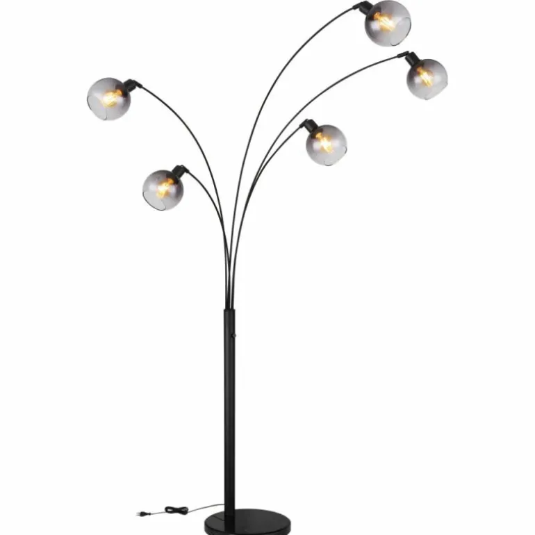 Lampadaire Globo SEYMOUR Noir, 5 lumières