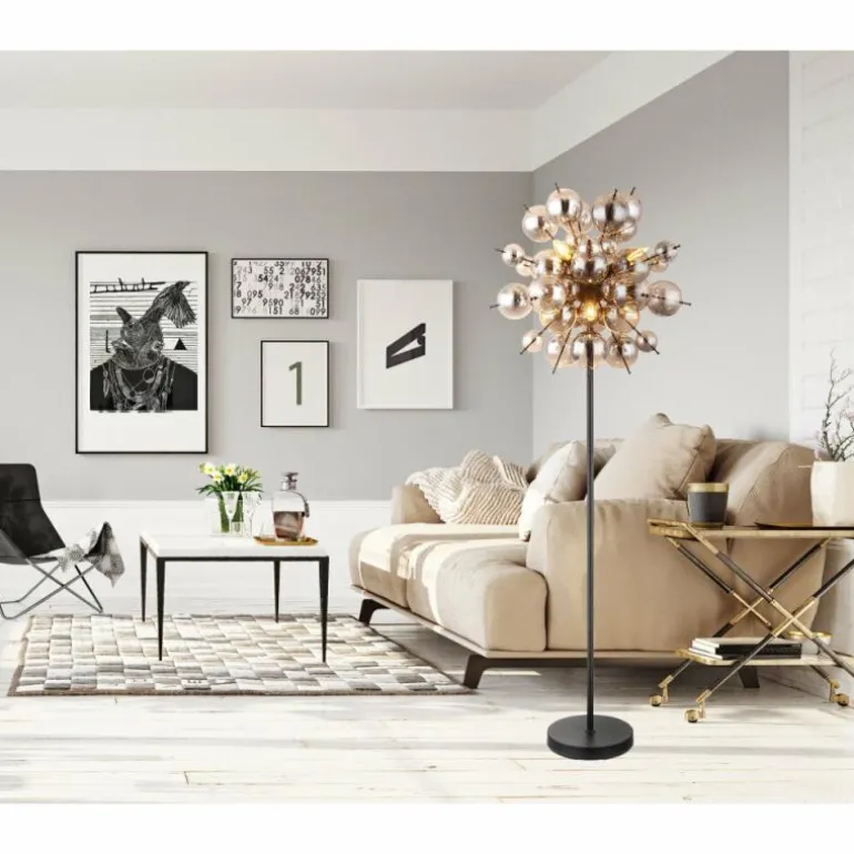 Lampadaire Globo UDO Noir, 6 lumières