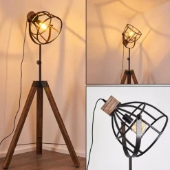 Lampadaire Haervej Bois foncé, Noir, 1 lumière