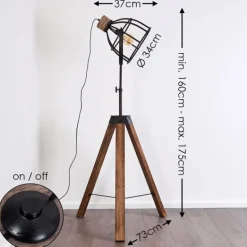 Lampadaire Haervej Bois foncé, Noir, 1 lumière