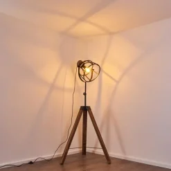Lampadaire Haervej Bois foncé, Noir, 1 lumière