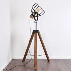 Lampadaire Haervej Bois foncé, Noir, 1 lumière