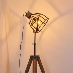 Lampadaire Haervej Bois foncé, Noir, 1 lumière