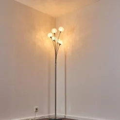 Lampadaire Kitee Chrome, Nickel mat, 6 lumières