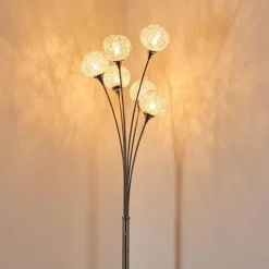 Lampadaire Kitee Chrome, Nickel mat, 6 lumières