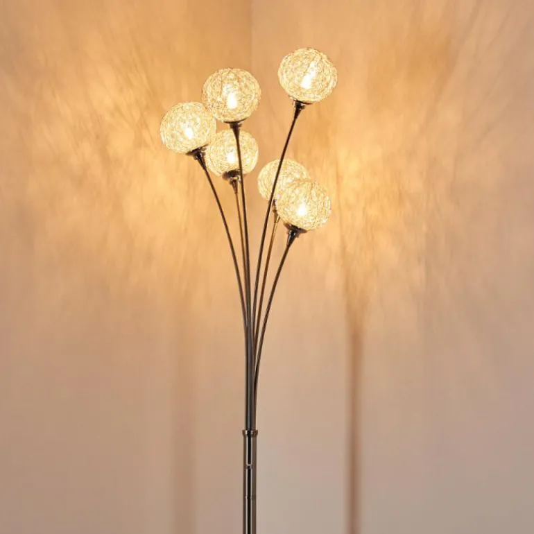 Lampadaire Kitee Chrome, Nickel mat, 6 lumières