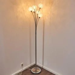 Lampadaire Kitee Chrome, Nickel mat, 6 lumières