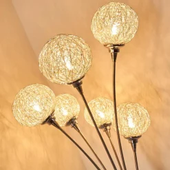 Lampadaire Kitee Chrome, Nickel mat, 6 lumières