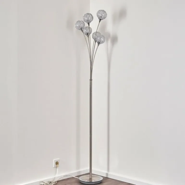 Lampadaire Kitee Chrome, Nickel mat, 6 lumières