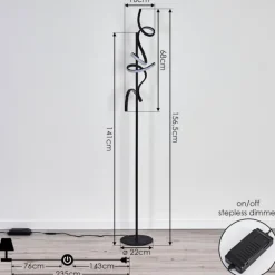 Lampadaire Lavaca LED Noir, 2 lumières